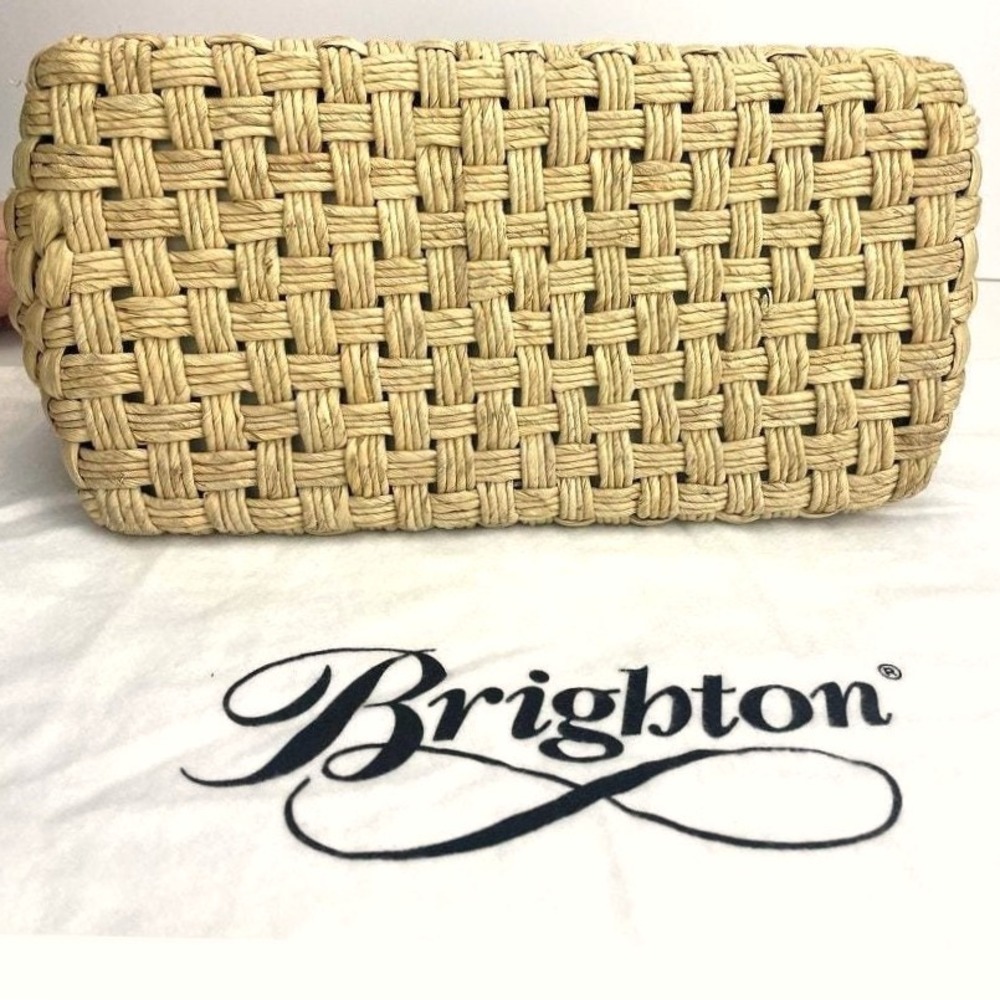 Vintage BRIGHTON Straw Embossed Croc Resort Coastal Handbag Purse Dust Bag Boho - Picture 7 of 9